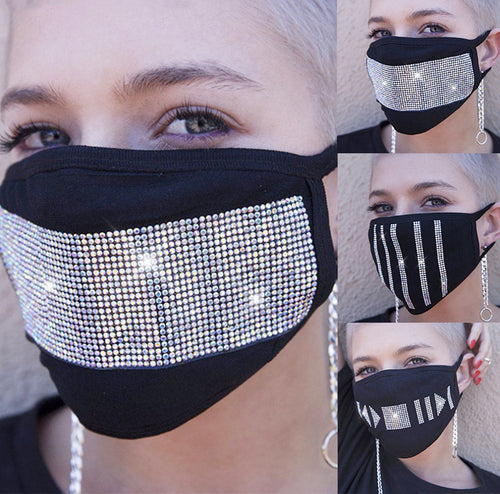 Reusable Sparkly Rhinestone Face Mask