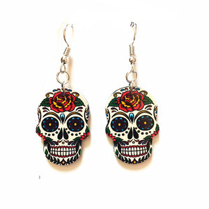 Halloween Acrylic Skull Pendant Earrings