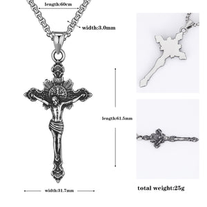 Stainless Steel Cross Jesus Pendant Necklace