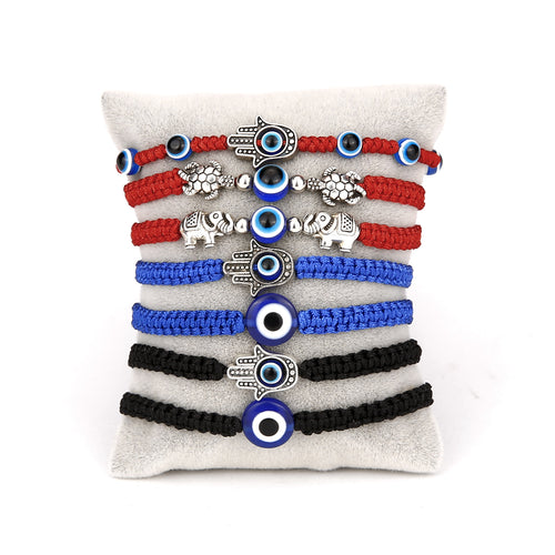 7 PCS Evil Eye Braided Adjustable Bracelet