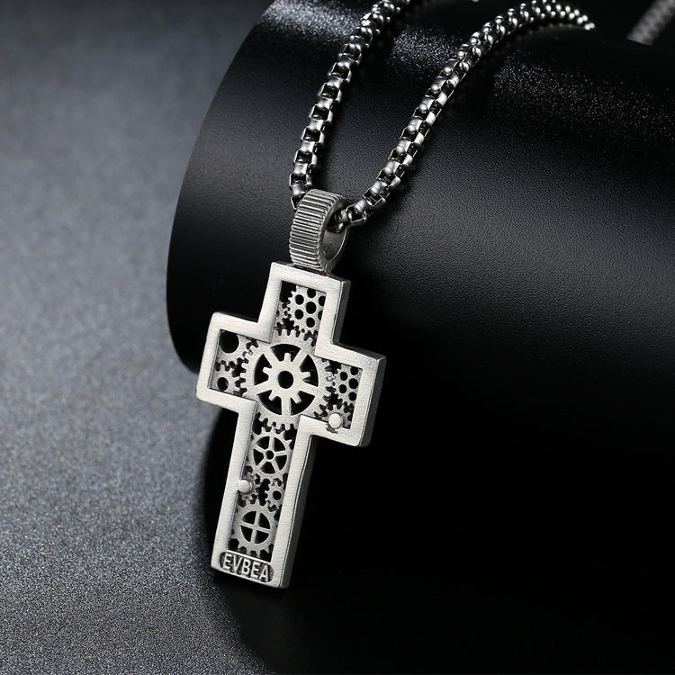 Gear Cross Pendant