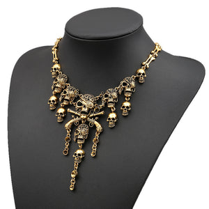 Vintage Multilayer Skull Tassel Necklace