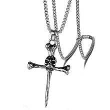 Load image into Gallery viewer, Ghostly Skull Cross Necklace