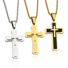 Load image into Gallery viewer, Stainless Steel Three-Layer 22 Inches Cross Necklace