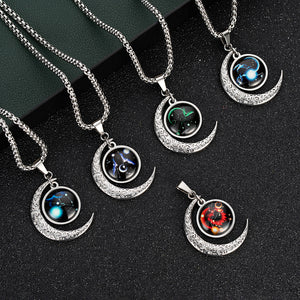 12 Constellation Moon Necklace For Men Women Boy Girl