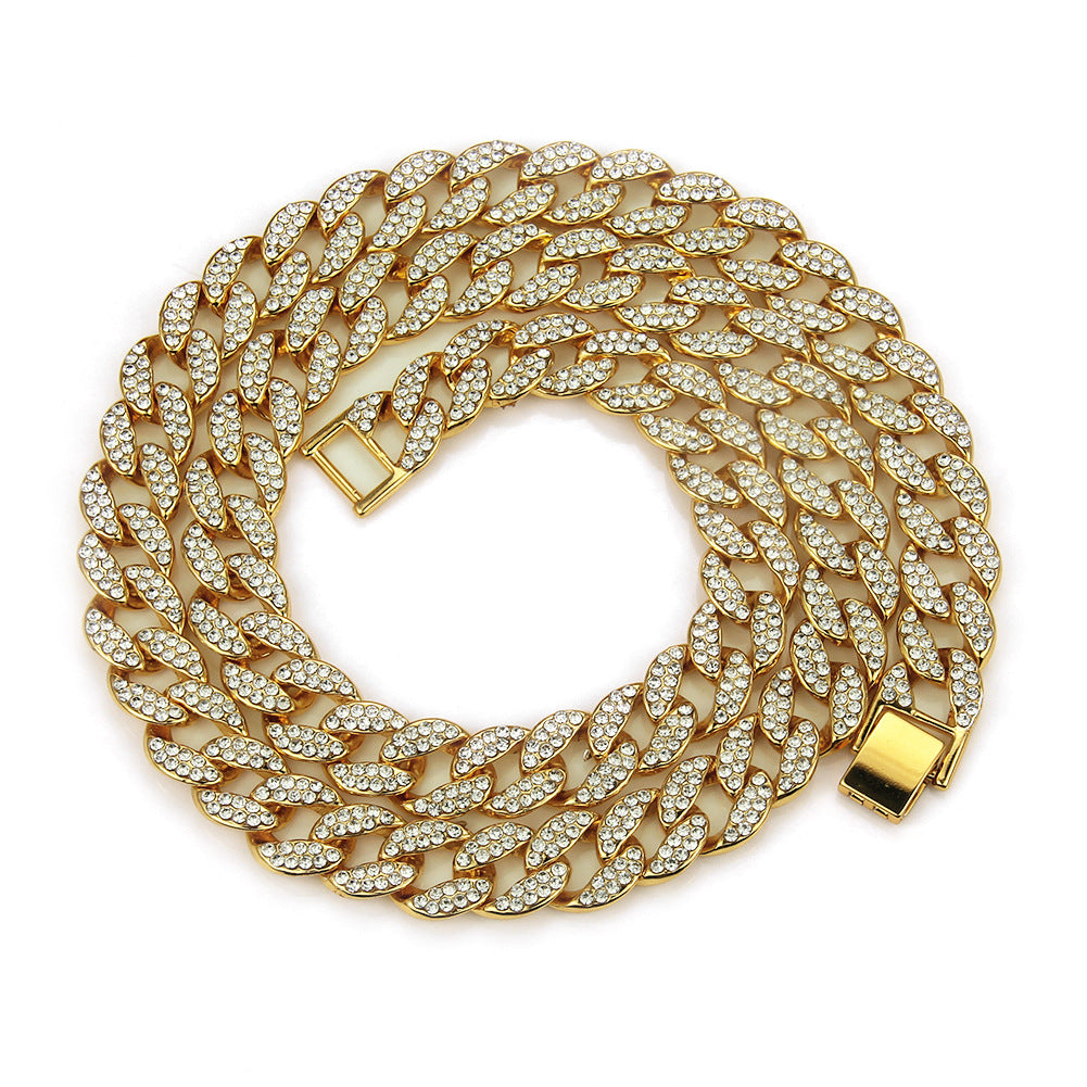 15MM Rhinestone Cuban Chain Necklace