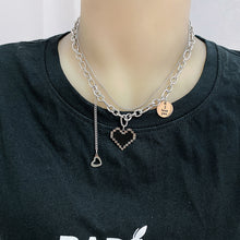 Load image into Gallery viewer, Black Mosaic Heart Double Necklace