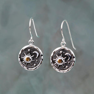 Retro Sun And Moon Necklace Earrings