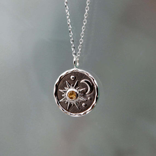 Retro Sun And Moon Necklace Earrings