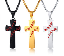 Load image into Gallery viewer, Baseball Cross Pendant Necklaces For Mens