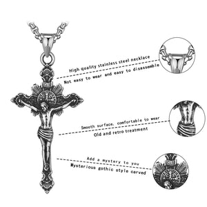 Stainless Steel Cross Jesus Pendant Necklace