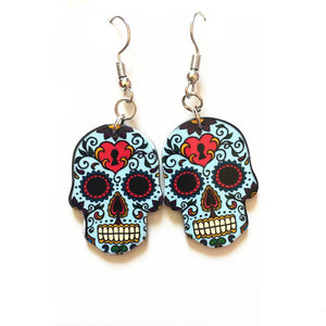 Halloween Acrylic Skull Pendant Earrings