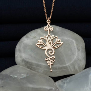 Stainless Steel Unalome Lotus Necklace