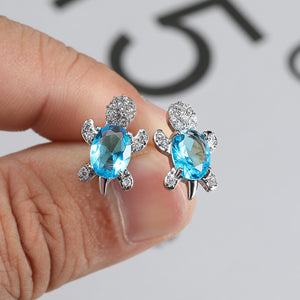 【Free Shipping】Cute Tortoise Crystal Zircon Necklace And Earrings For Women And Girls