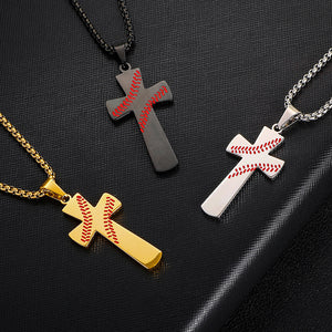 Baseball Cross Pendant Necklaces For Mens