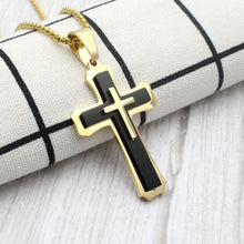 Load image into Gallery viewer, Stainless Steel Three-Layer 22 Inches Cross Necklace