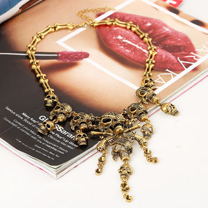 Vintage Multilayer Skull Tassel Necklace