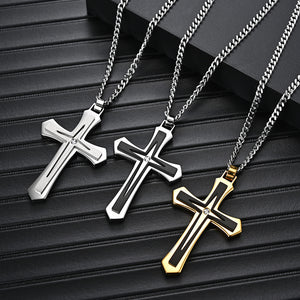 Stainless Steel Two-Color Cross Pendant