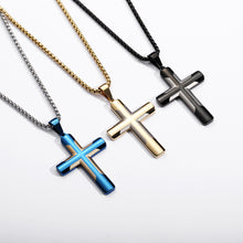 Load image into Gallery viewer, Men&#39;s Simple Stainless Steel Double Color Cross Necklace