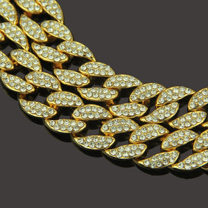 15MM Rhinestone Cuban Chain Necklace