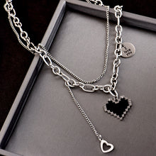 Load image into Gallery viewer, Black Mosaic Heart Double Necklace