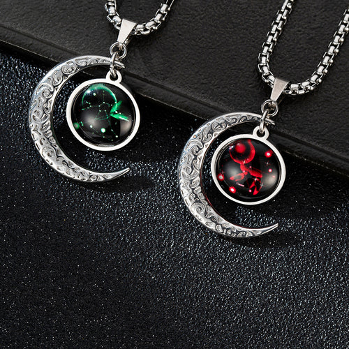 12 Constellation Moon Necklace For Men Women Boy Girl