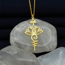 Load image into Gallery viewer, Stainless Steel Unalome Lotus Necklace