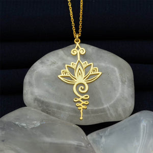 Stainless Steel Unalome Lotus Necklace