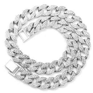 15MM Rhinestone Cuban Chain Necklace