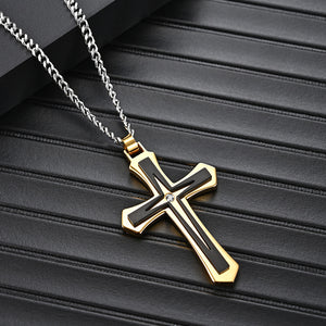 Stainless Steel Two-Color Cross Pendant