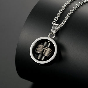 Stainless Steel Rotatable Engraved Bible Pendant Men's Necklace