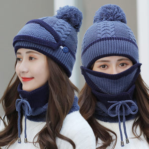 Women Winter Scarf Set(mask+hat+scarf)