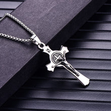 Load image into Gallery viewer, Men&#39;s Stainless Steel Jesus Cross Pendant Necklace