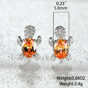 【Free Shipping】Cute Tortoise Crystal Zircon Necklace And Earrings For Women And Girls