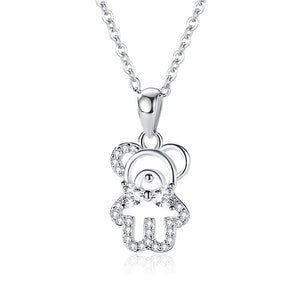 S925 Sterling Silver Cute Bear Necklace