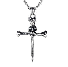 Load image into Gallery viewer, Ghostly Skull Cross Necklace