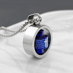 Stainless Steel Rotatable Engraved Bible Pendant Men's Necklace