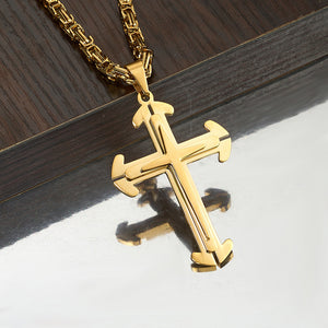 3 Layers Stainless Steel Cross Pendant Necklace