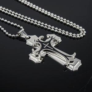 Men's Stainless Steel Cross Pendant Necklace Jewelry