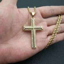 Load image into Gallery viewer, Gold-Plated And Diamond Cross Necklace