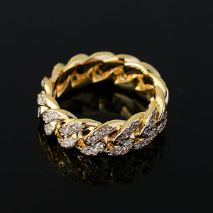 8mm Full Ice Out Cubic Zirconia Fashion Cuban Link Ring