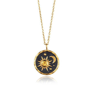 Retro Sun And Moon Necklace Earrings