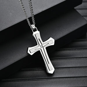 Stainless Steel Two-Color Cross Pendant