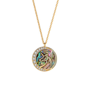 S925 Sterling Silver Abalone Shell Unicorn Necklace