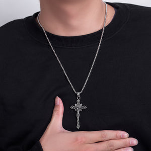 Stainless Steel Cross Jesus Pendant Necklace