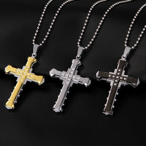 Men'S Crystal Cross Pendant Necklace