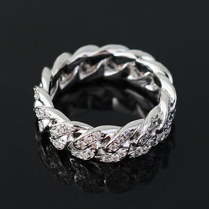 8mm Full Ice Out Cubic Zirconia Fashion Cuban Link Ring