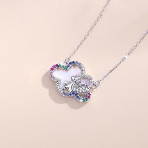 S952 Sterling Silver Fashion Colorful Cloud Unicorn Necklace