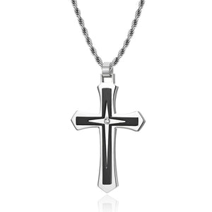 Stainless Steel Two-Color Cross Pendant