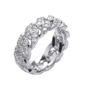 8mm Full Ice Out Cubic Zirconia Fashion Cuban Link Ring